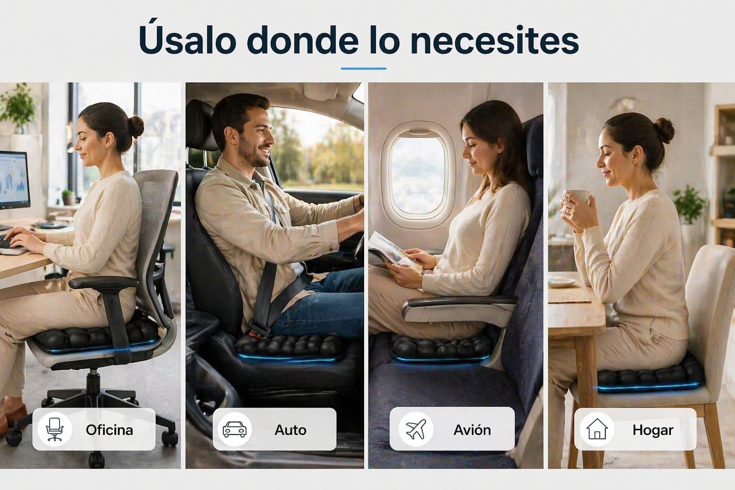 OrthoSeat™ Cojín Inflable Ergonómico [Alivio y Soporte en Largas Horas Sentado]