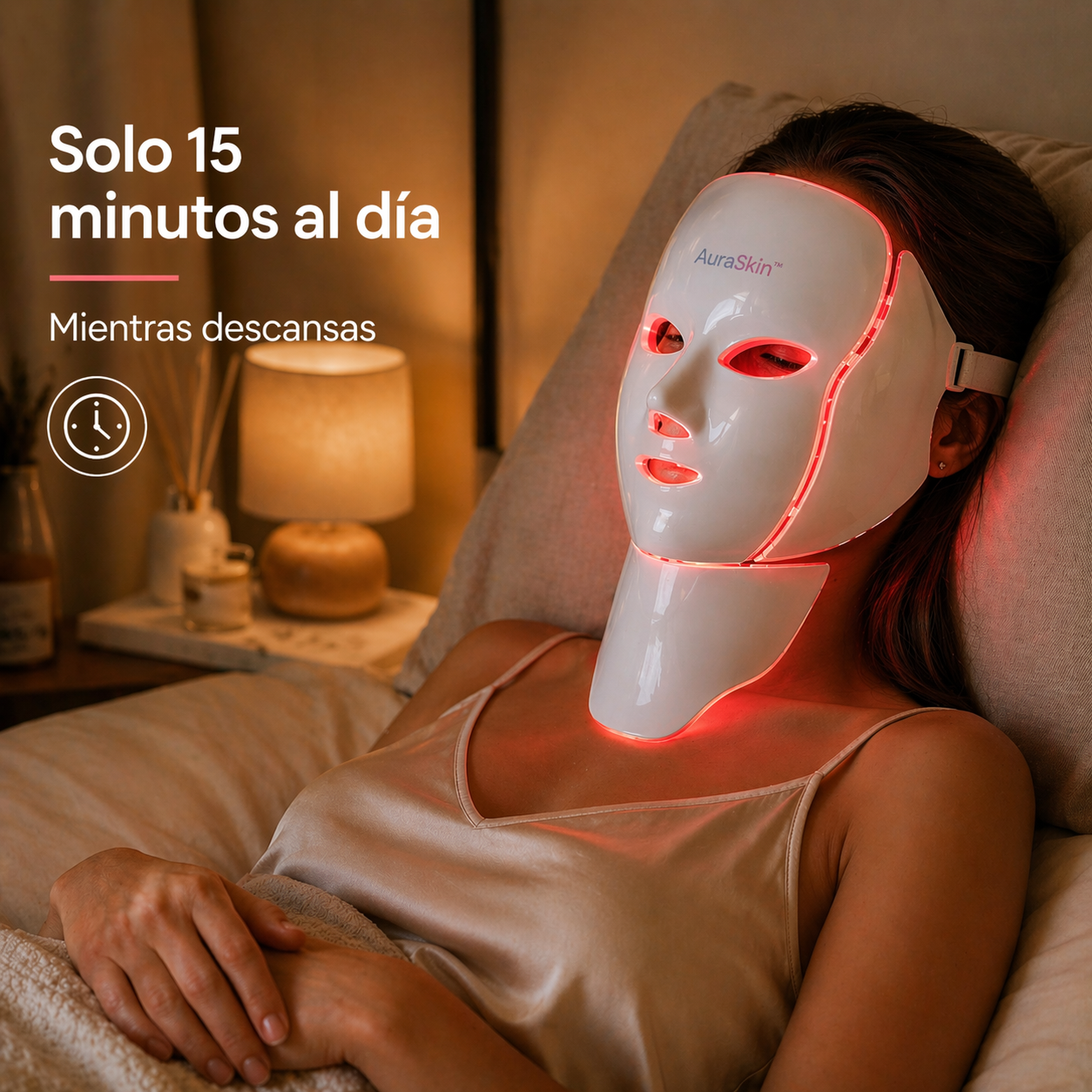 AuraSkin™ Máscara LED Facial y Cuello [Piel Renovada, Joven y Radiante]