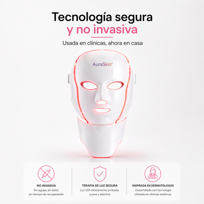 AuraSkin™ Máscara LED Facial y Cuello [Piel Renovada, Joven y Radiante]